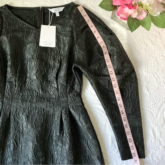 NWT & Other Stories Textured Puff Sleeve Black Dress sz 0 XS - Picture 13 of 15